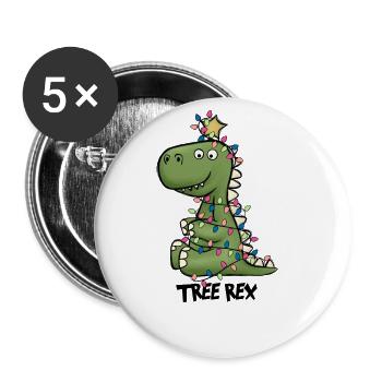 Christmas Dinosaur Tree Rex - Buttons large 2.2''/56 mm (5-pack) - white - Front