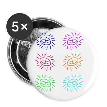 Sun Sticker Blue Turqis - Buttons large 2.2''/56 mm (5-pack) - white - Front