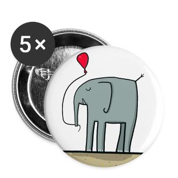 cute elephant with balloon - Buttons large 2.2''/56 mm (5-pack) - white - Front