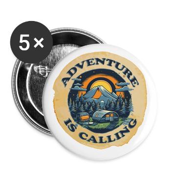 Adventure is calling - Buttons large 2.2''/56 mm (5-pack) - white - Front