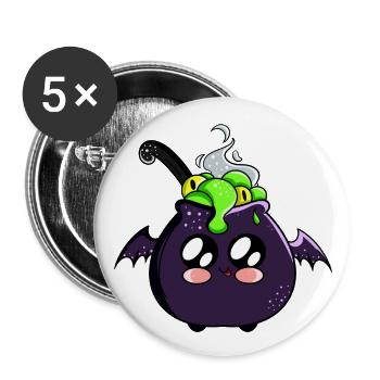 Kawaii Halloween-Kessel - Buttons groß 56 mm (5er Pack) - Weiß - Vorne