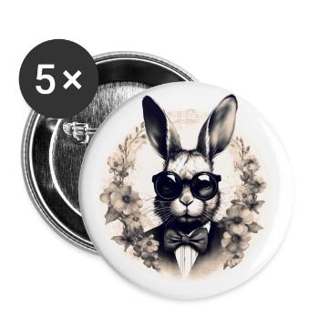 Lapin cool avec des lunettes de soleil - Lot de 5 grands badges (56 mm) - blanc - Devant