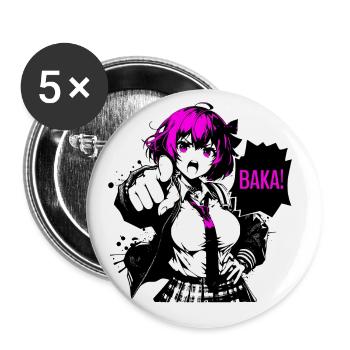 Anime Manga // Girl Calls BAKA! AS014 - Buttons large 2.2''/56 mm (5-pack) - white - Front