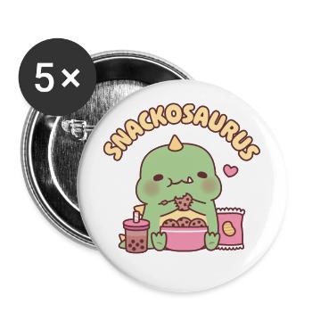 Cute Dinosaur Munching Cookies Snackosaurus Funny - Buttons large 2.2''/56 mm (5-pack) - white - Front