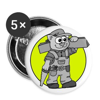 Profession Charpentier Rétro - Lot de 5 grands badges (56 mm) - blanc - Devant