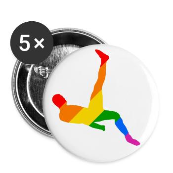 Rainbow Soccer Player - Buttons groß 56 mm (5er Pack) - Weiß - Vorne