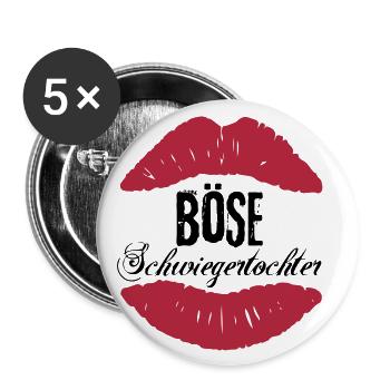 Böse Schwiegertochter - Buttons groß 56 mm (5er Pack) - Weiß - Vorne