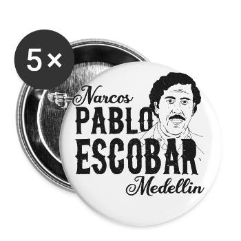 Pablo Escbar-Narcos - Buttons large 2.2''/56 mm (5-pack) - white - Front