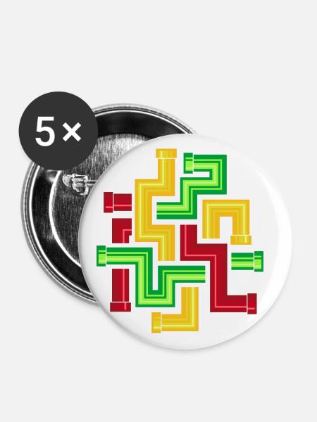 Röhren-Muster - Buttons groß 56 mm (5er Pack) - Weiß