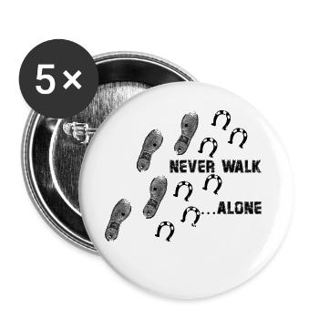 Never Walk Alone Horse Horseshoe Shoe Imprint - Buttons large 2.2''/56 mm (5-pack) - white - Front