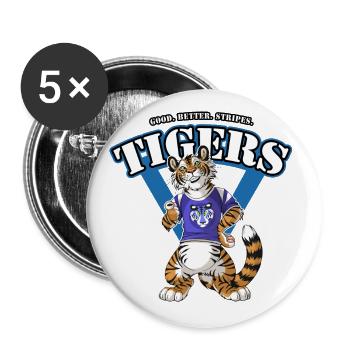Team TIGERS Bleu - Lot de 5 grands badges (56 mm) - blanc - Devant
