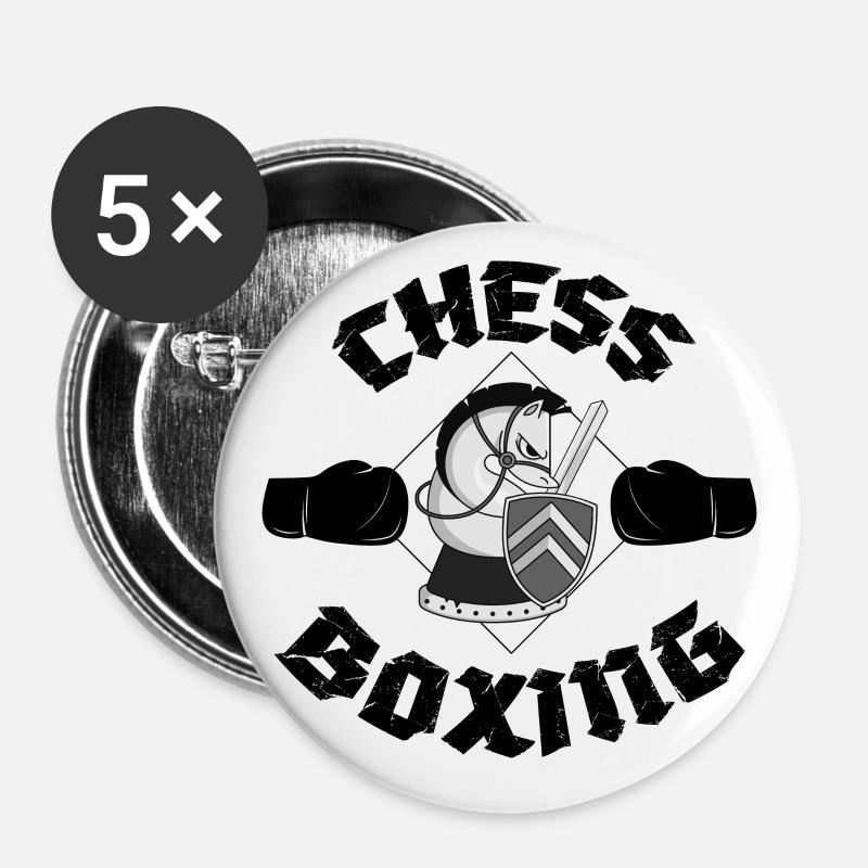 Chess boxes boxer chess gift boxing idea - Buttons large 2.2''/56 mm (5-pack) - white