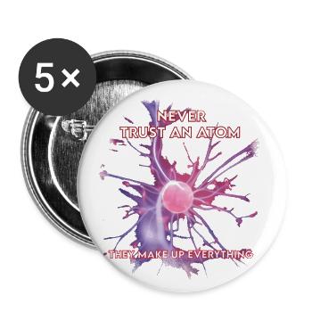 Humour Science Atom - Lot de 5 grands badges (56 mm) - blanc - Devant