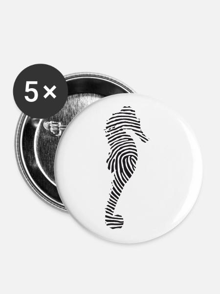 Sea horse seahorse - Buttons large 2.2''/56 mm (5-pack) - white