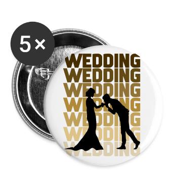 Wedding - Buttons groß 56 mm (5er Pack) - Weiß - Vorne