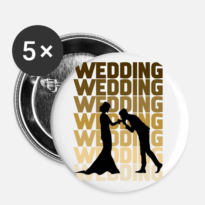 Wedding - Buttons large 2.2''/56 mm (5-pack) - white