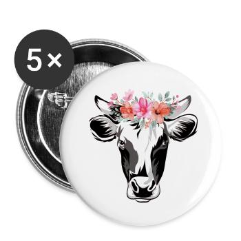 Fleur de vache Fleurs de vache Vegan Vegetarian Love for Animals - Lot de 5 grands badges (56 mm) - blanc - Devant