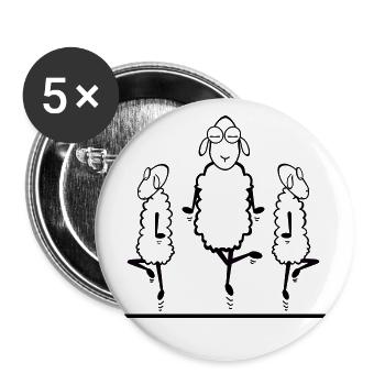 Irischer Tanz Schafe - Buttons groß 56 mm (5er Pack) - Weiß - Vorne