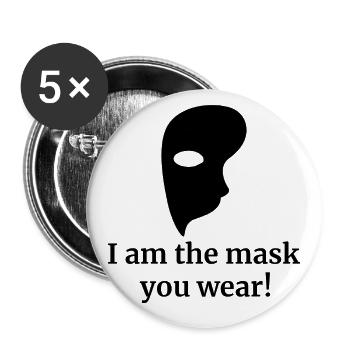 Phantom der Oper - Maske - Buttons groß 56 mm (5er Pack) - Weiß - Vorne