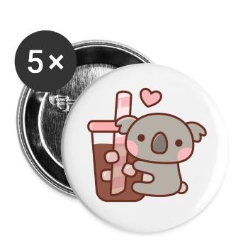 Cute Koala Bear Loves Iced Coffee - Buttons large 2.2''/56 mm (5-pack) - white - Front
