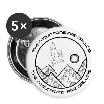 Les montagnes appellent - Lot de 5 grands badges (56 mm) - blanc - Devant