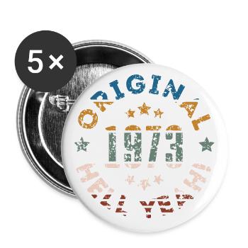 Original 1973 Hell Yeah! - Buttons groß 56 mm (5er Pack) - Weiß - Vorne