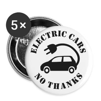 Electric Cars No Thanks - Buttons large 2.2''/56 mm (5-pack) - white - Front