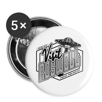 BESUCHEN SIE ROSWELL - Buttons groß 56 mm (5er Pack) - Weiß - Vorne