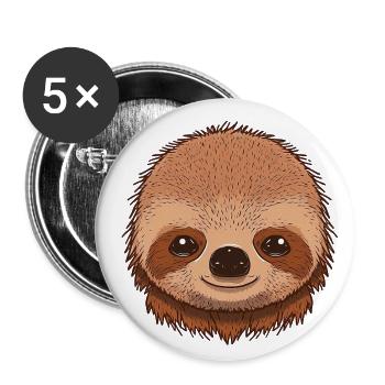 Baby Faultier Gesicht - Buttons groß 56 mm (5er Pack) - Weiß - Vorne