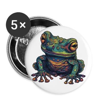 Trippy Frosch - Psychedelisches Motiv - Buttons groß 56 mm (5er Pack) - Weiß - Vorne