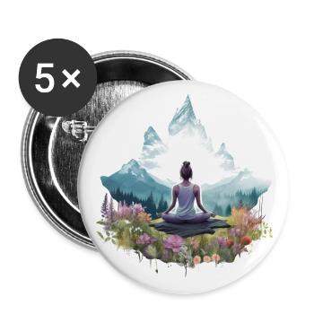 Méditation en montagne - Lot de 5 grands badges (56 mm) - blanc - Devant