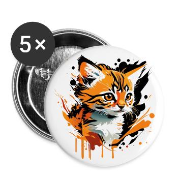 Kitten, Cat - Buttons large 2.2''/56 mm (5-pack) - white - Front