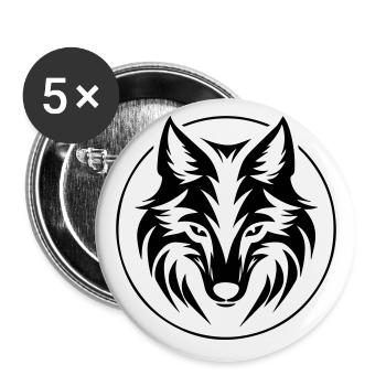 Loup - Lot de 5 grands badges (56 mm) - blanc - Devant