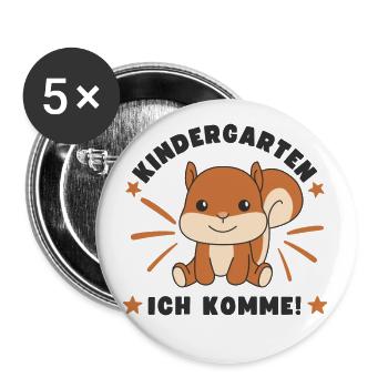 Kindergarten Ich Komme! - Buttons groß 56 mm (5er Pack) - Weiß - Vorne