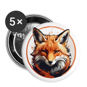 Rotfuchs Fuchs Portrait - Buttons groß 56 mm (5er Pack) - Weiß - Vorne