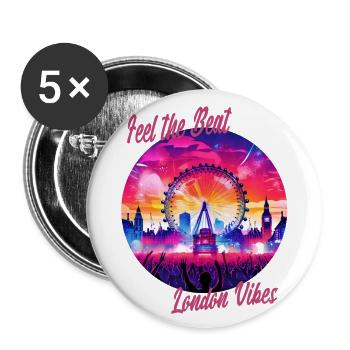 Feel the Beat - London Vibes - Buttons groß 56 mm (5er Pack) - Weiß - Vorne