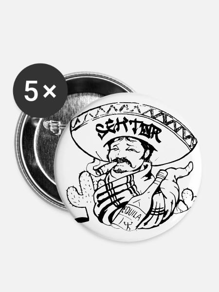 El Sektor Mexico - Buttons groß 56 mm (5er Pack) - Weiß