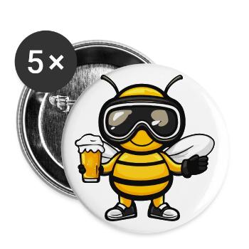 Bee Après-Ski Bière Bande dessinée - Lot de 5 grands badges (56 mm) - blanc - Devant
