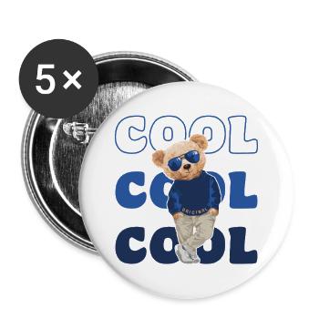 Cool Teddy Bear with Sunglasses - Cool - Buttons large 2.2''/56 mm (5-pack) - white - Front