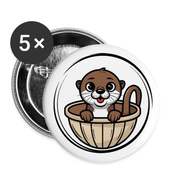 Mignon bébé loutre dans un lit bébé - Lot de 5 grands badges (56 mm) - blanc - Devant
