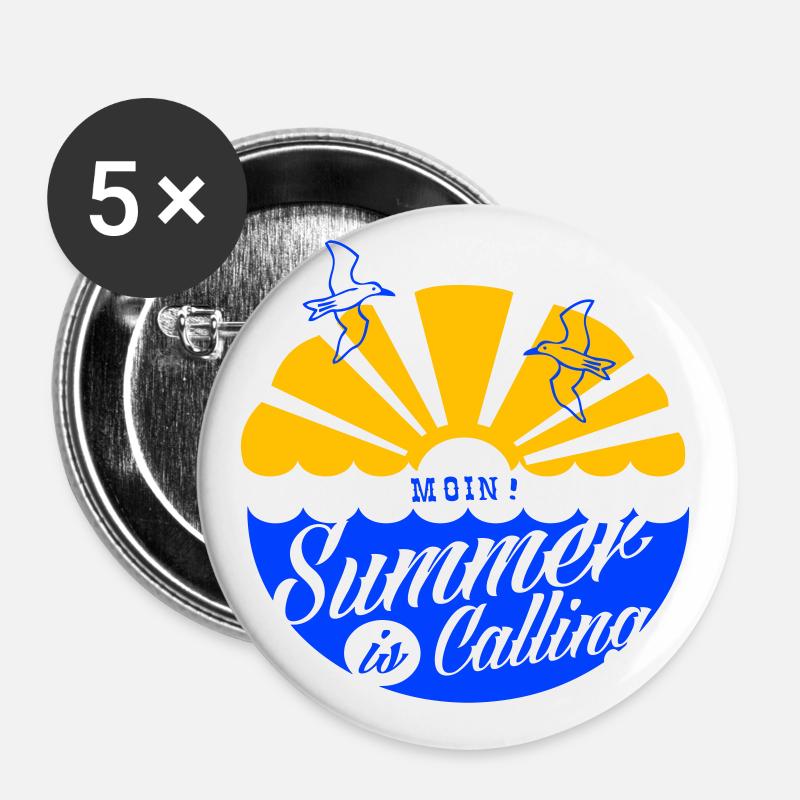 Summer is Calling - Buttons groß 56 mm (5er Pack) - Weiß