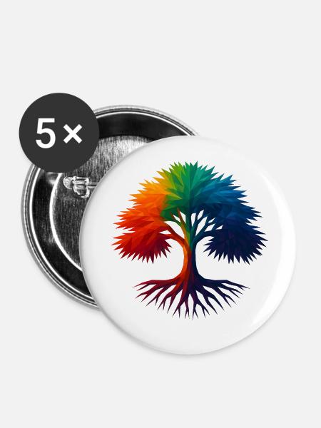 WPAP Stil - Eibe - Buttons groß 56 mm (5er Pack) - Weiß