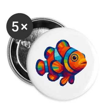 WPAP Polygon Style Animals - Clownfish - Buttons large 2.2''/56 mm (5-pack) - white - Front