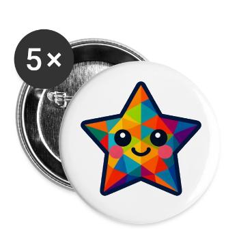 WPAP Polygon Kawaii Stil Baby Stern - Buttons groß 56 mm (5er Pack) - Weiß - Vorne