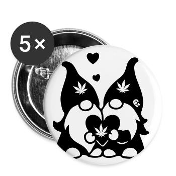 Kifferzwerge mit Hanf-Herz - Buttons groß 56 mm (5er Pack) - Weiß - Vorne