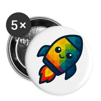 WPAP Polygon Kawaii Stil Baby Spielzeug Rakete - Buttons groß 56 mm (5er Pack) - Weiß - Vorne
