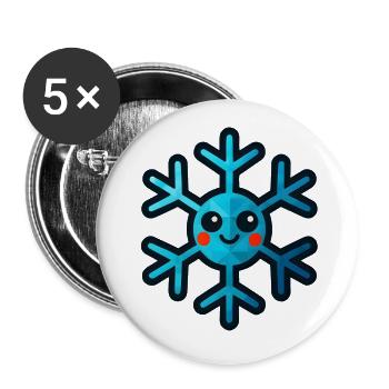 WPAP Polygon Kawaii Stil Spielzeug Schneeflocke - Buttons groß 56 mm (5er Pack) - Weiß - Vorne