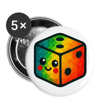 WPAP Polygon Kawaii Stil Baby Spielzeug Würfel - Buttons groß 56 mm (5er Pack) - Weiß - Vorne