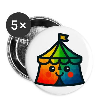 WPAP Polygon Kawaii Stil Baby Spielzeug Zirkuszelt - Buttons groß 56 mm (5er Pack) - Weiß - Vorne