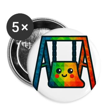 WPAP Polygon Kawaii Stil Baby Spielzeug Schaukel - Buttons groß 56 mm (5er Pack) - Weiß - Vorne